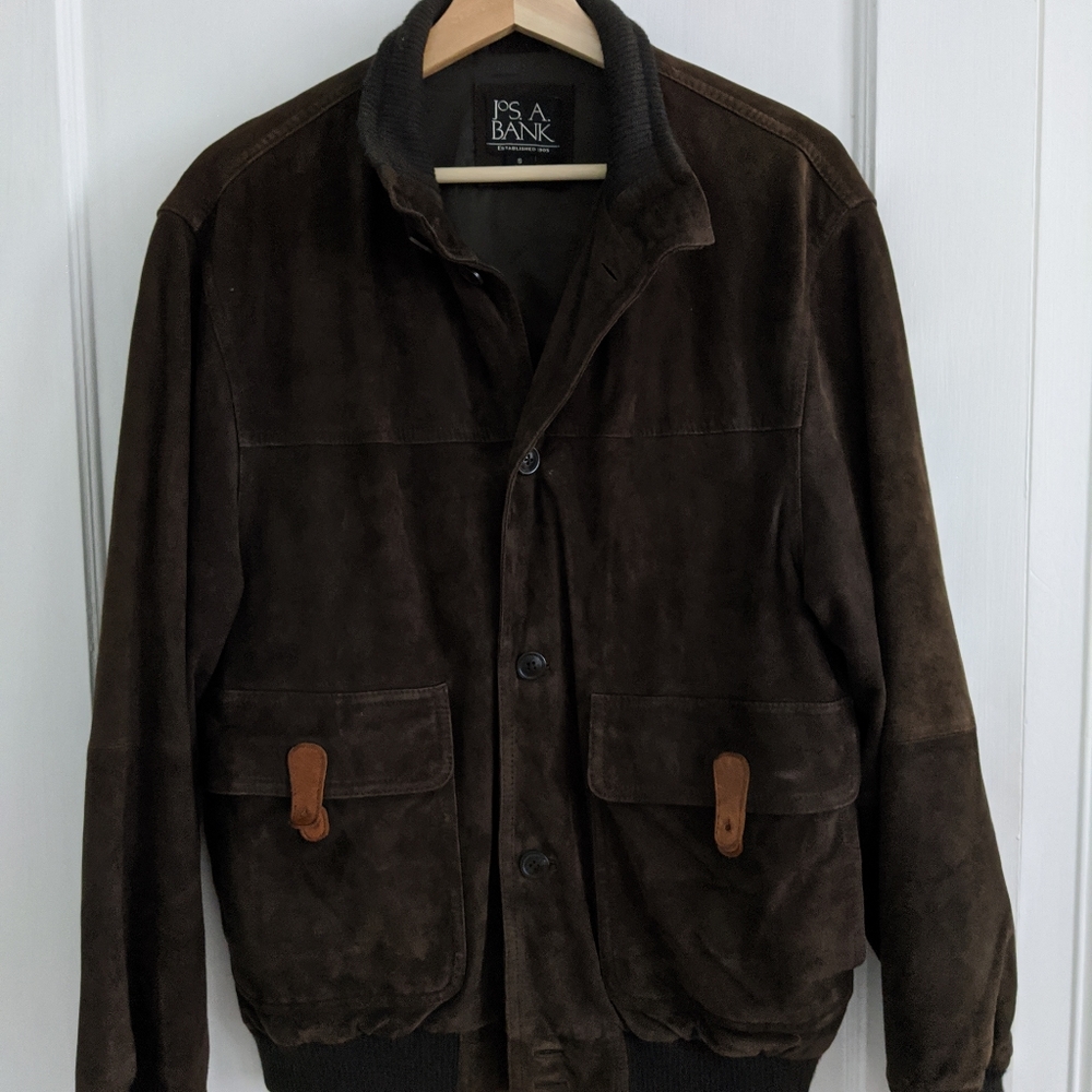 JoS A BANK Suede Lambskin Jacket Brown Small